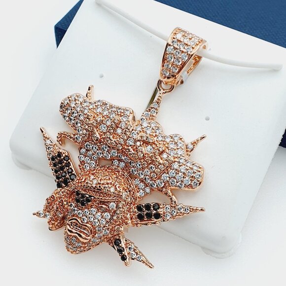 "14K Gold Plated Cubic Zircon Pendant, EVBRS543 - Picture 2 of 10